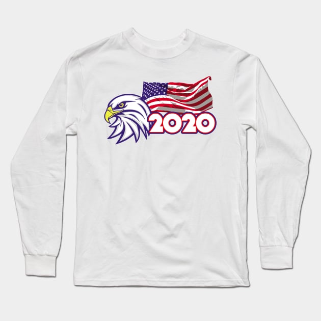 USA eagle and flag Patriotic 2020 Long Sleeve T-Shirt by Asiadesign